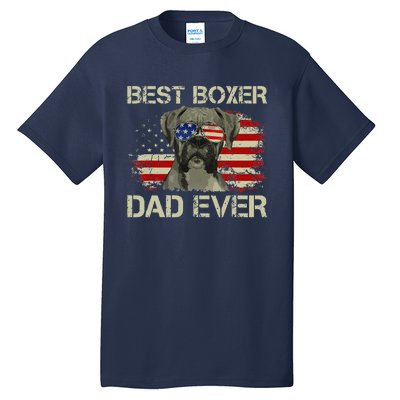 Best Boxer Dad Ever Dog Lover American Flag Gift Tall T-Shirt