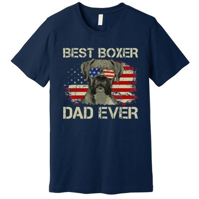 Best Boxer Dad Ever Dog Lover American Flag Gift Premium T-Shirt