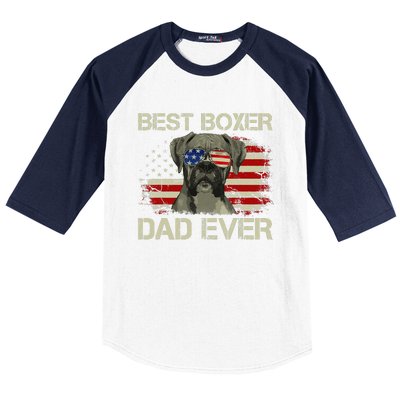 Best Boxer Dad Ever Dog Lover American Flag Gift Baseball Sleeve Shirt