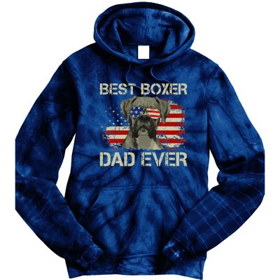 Best Boxer Dad Ever Dog Lover American Flag Gift Tie Dye Hoodie