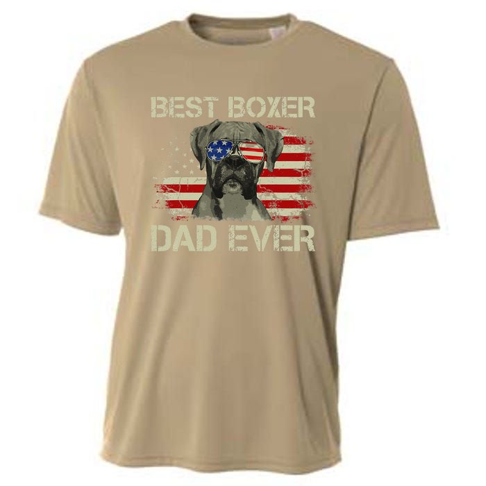 Best Boxer Dad Ever Dog Lover American Flag Gift Cooling Performance Crew T-Shirt