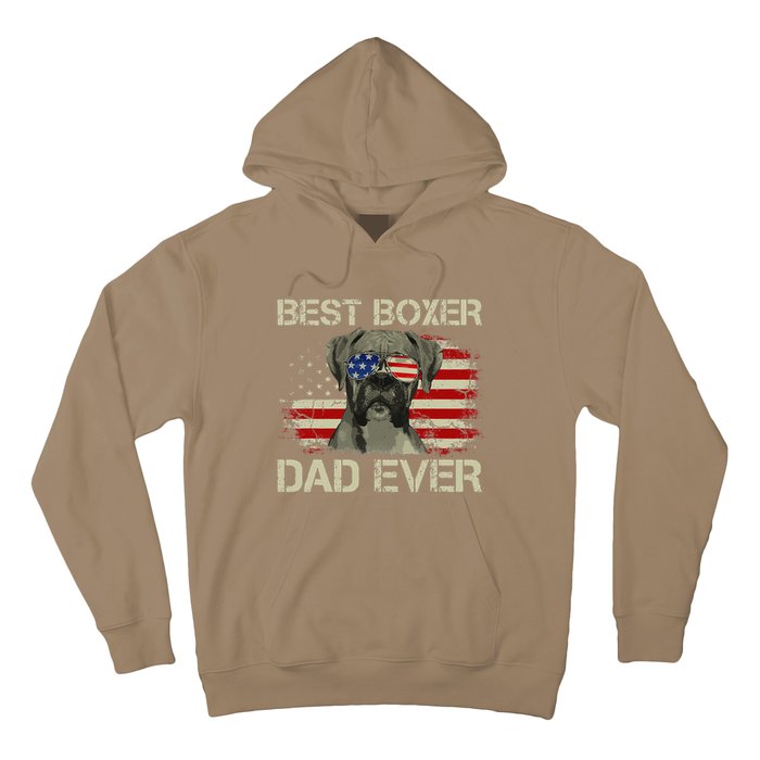 Best Boxer Dad Ever Dog Lover American Flag Gift Hoodie