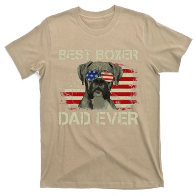 Best Boxer Dad Ever Dog Lover American Flag Gift T-Shirt