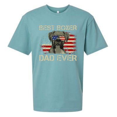 Best Boxer Dad Ever Dog Lover American Flag Gift Sueded Cloud Jersey T-Shirt