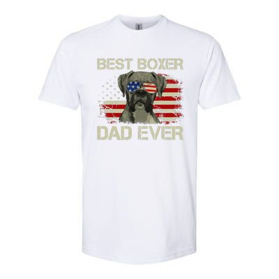 Best Boxer Dad Ever Dog Lover American Flag Gift Softstyle CVC T-Shirt