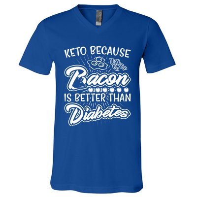 Bacon Better Diabetes Funny National Keto Day Christmas Gift V-Neck T-Shirt