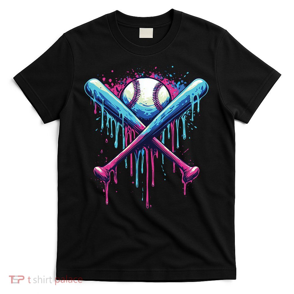 Baseball Bat Drip Funny Graphic T-Shirt