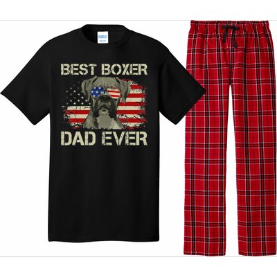 Best Boxer Dad Ever Dog Lover American Flag Gift Pajama Set