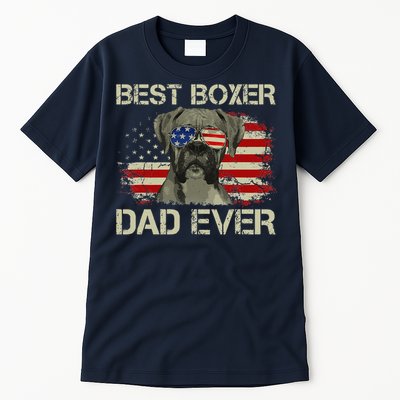 Best Boxer Dad Ever Dog Lover American Flag Gift Tall T-Shirt