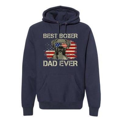 Best Boxer Dad Ever Dog Lover American Flag Gift Premium Hoodie