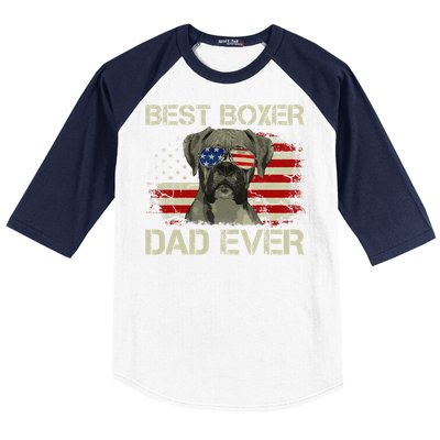 Best Boxer Dad Ever Dog Lover American Flag Gift Baseball Sleeve Shirt