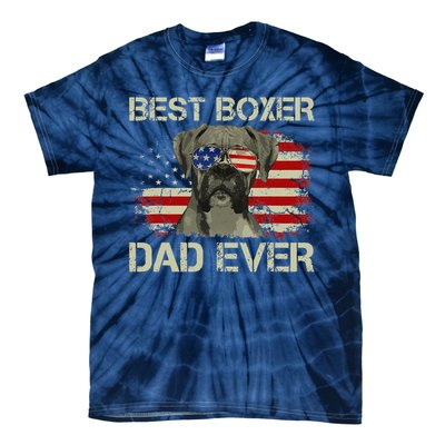 Best Boxer Dad Ever Dog Lover American Flag Gift Tie-Dye T-Shirt