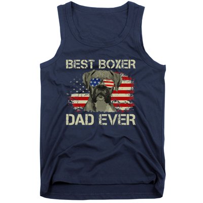 Best Boxer Dad Ever Dog Lover American Flag Gift Tank Top