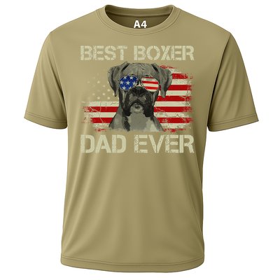 Best Boxer Dad Ever Dog Lover American Flag Gift Cooling Performance Crew T-Shirt