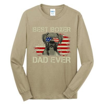 Best Boxer Dad Ever Dog Lover American Flag Gift Tall Long Sleeve T-Shirt