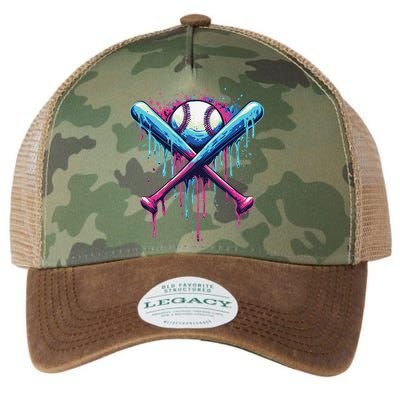 Baseball Bat Drip Funny Graphic Legacy Tie Dye Trucker Hat