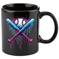 Baseball Bat Drip Funny Graphic 11oz C Handle Ceramic Mug