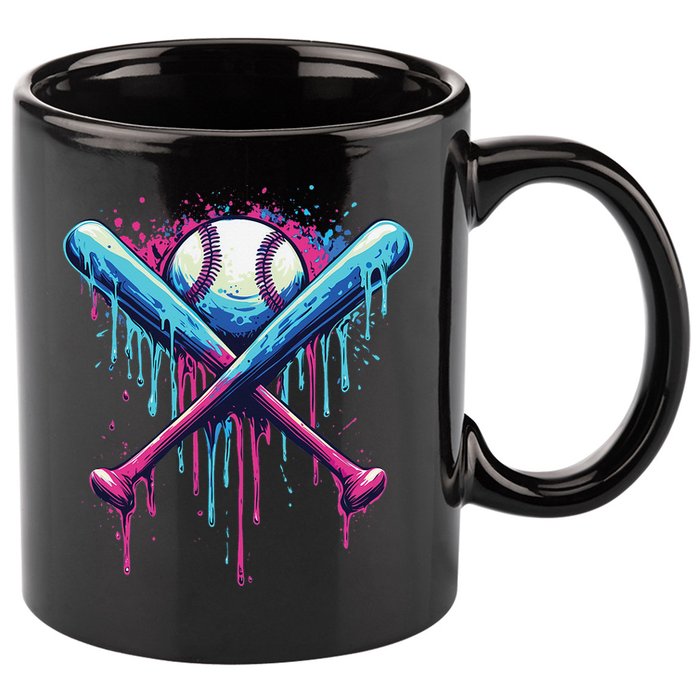 Baseball Bat Drip Funny Graphic 11oz C Handle Ceramic Mug