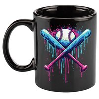 Baseball Bat Drip Funny Graphic 11oz C Handle Ceramic Mug