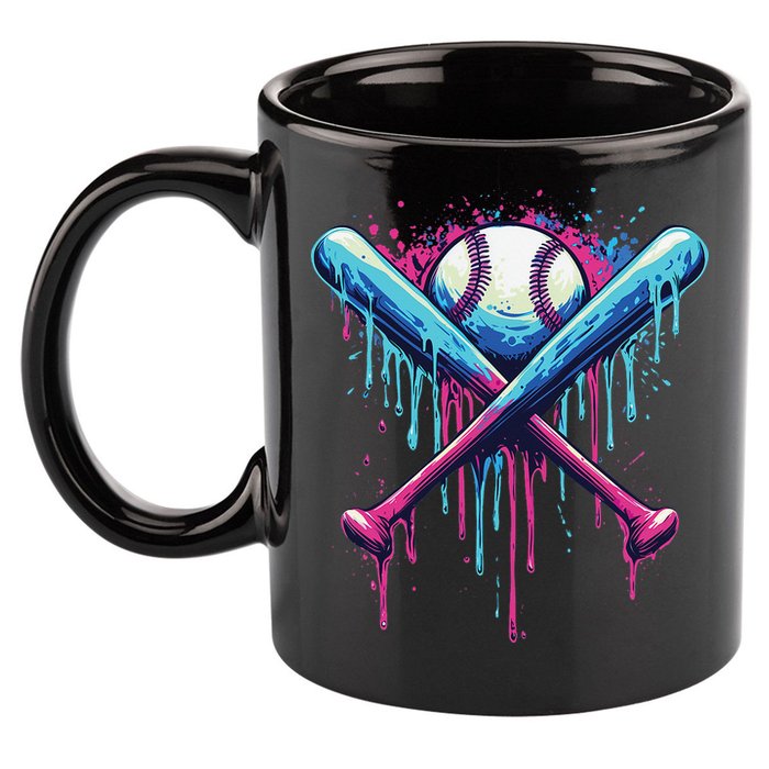 Baseball Bat Drip Funny Graphic 11oz C Handle Ceramic Mug