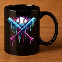 Baseball Bat Drip Funny Graphic 11oz C Handle Ceramic Mug