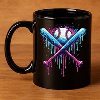 Baseball Bat Drip Funny Graphic 11oz C Handle Ceramic Mug
