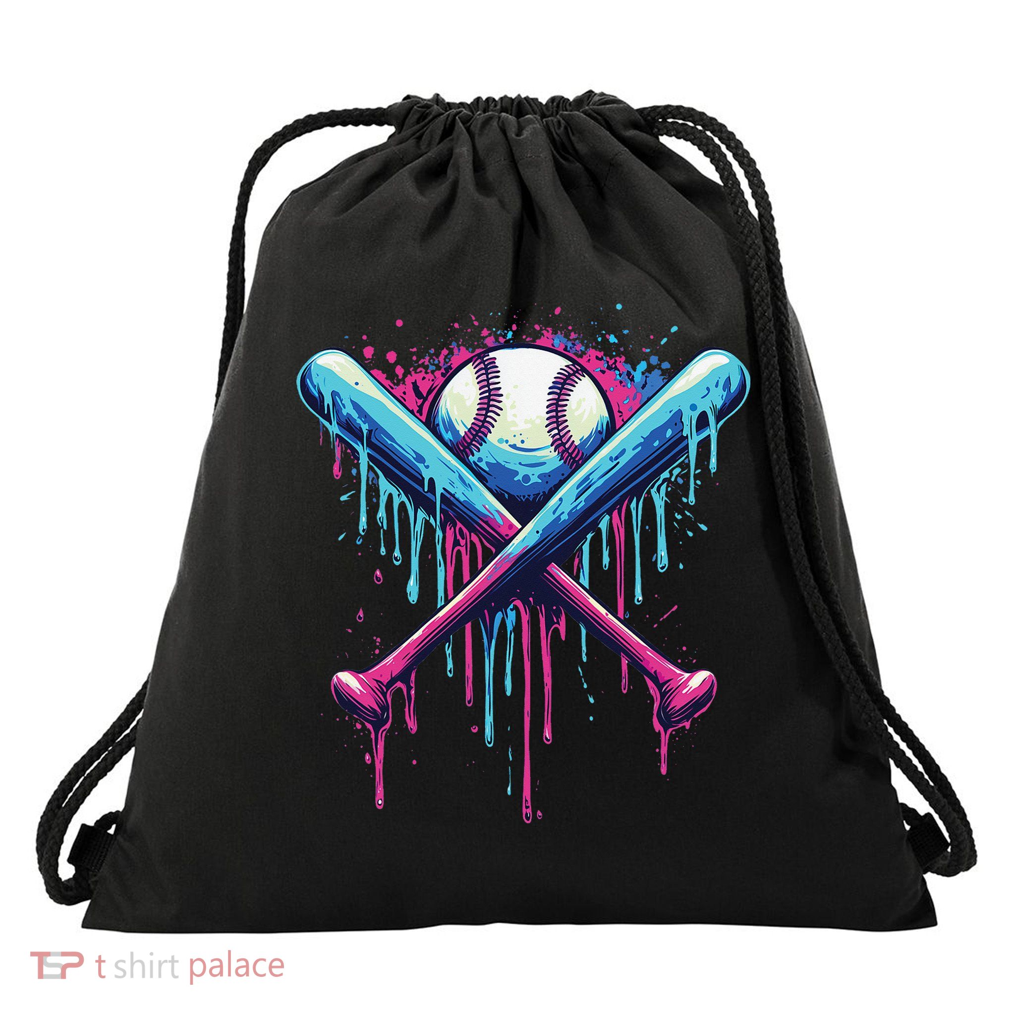 Baseball Bat Drip Funny Graphic Drawstring Bag