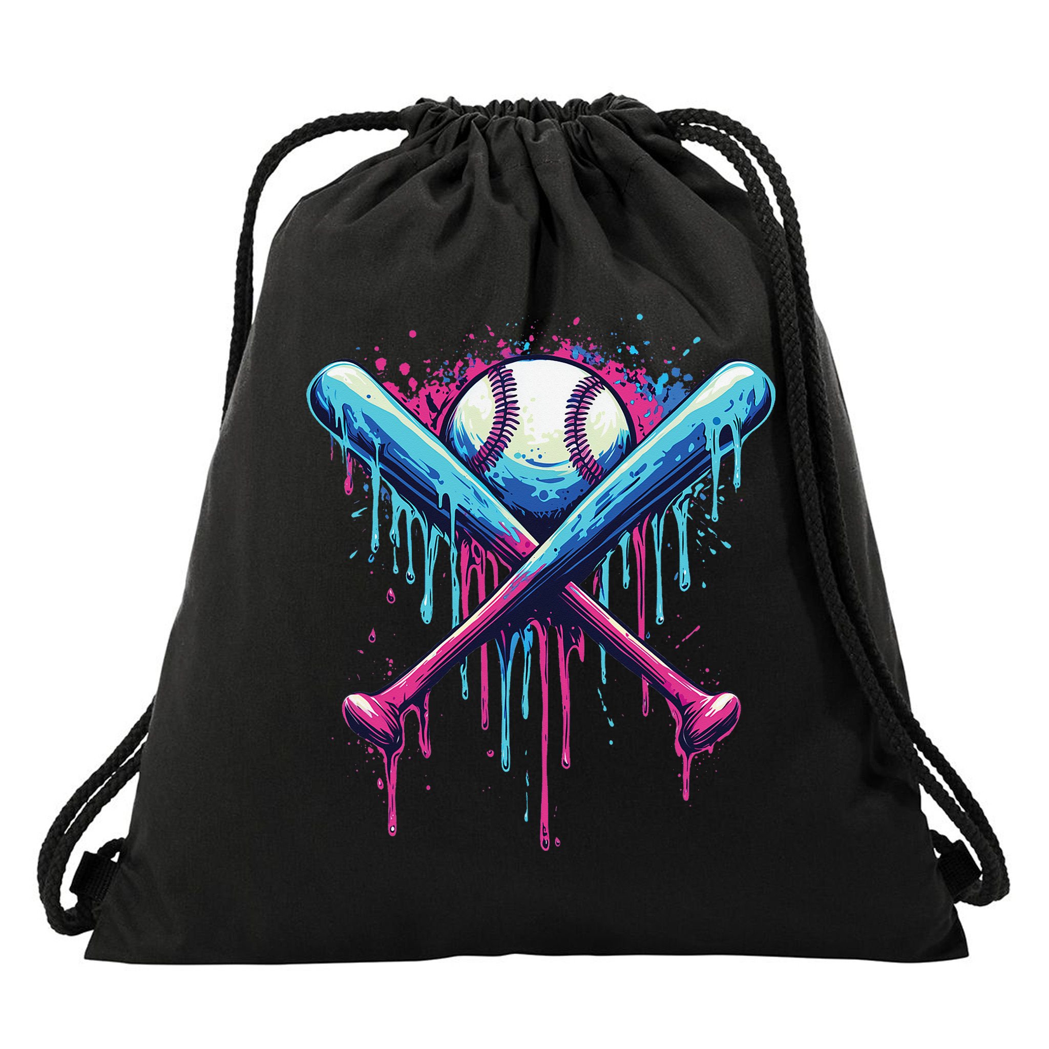 Baseball Bat Drip Funny Graphic Drawstring Bag