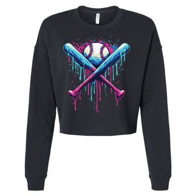 Baseball Bat Drip Funny Graphic Cropped Pullover Crew