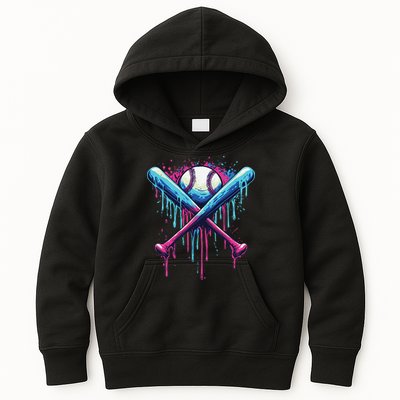 Baseball Bat Drip Funny Graphic Kids Hoodie