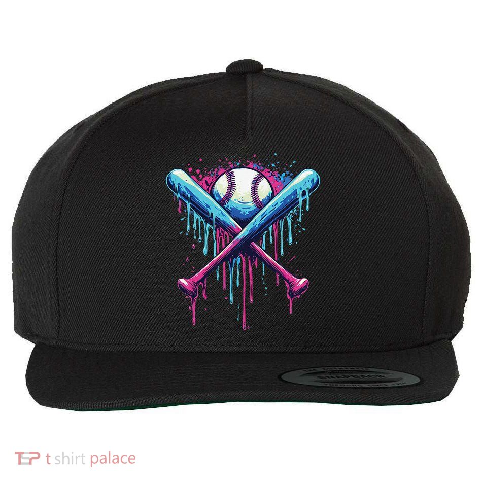 Baseball Bat Drip Funny Graphic Wool Snapback Cap