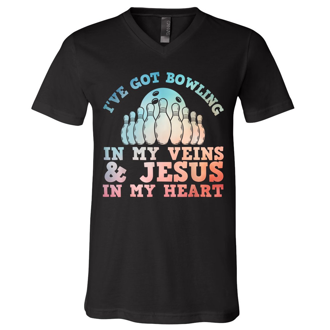 Best Bowling Design Jesus Christian Bowling V-Neck T-Shirt