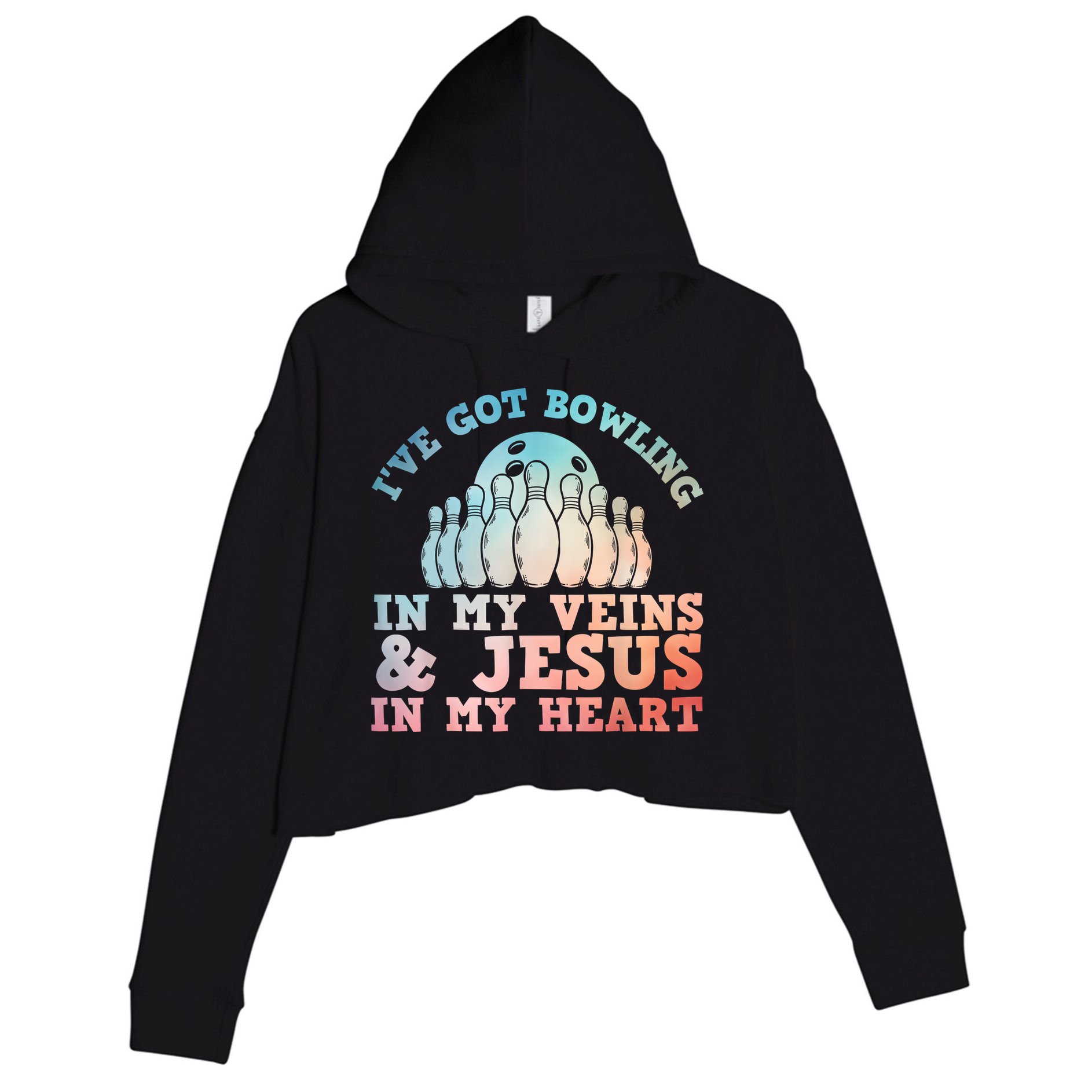 Best Bowling Design Jesus Christian Bowling Crop Fleece Hoodie