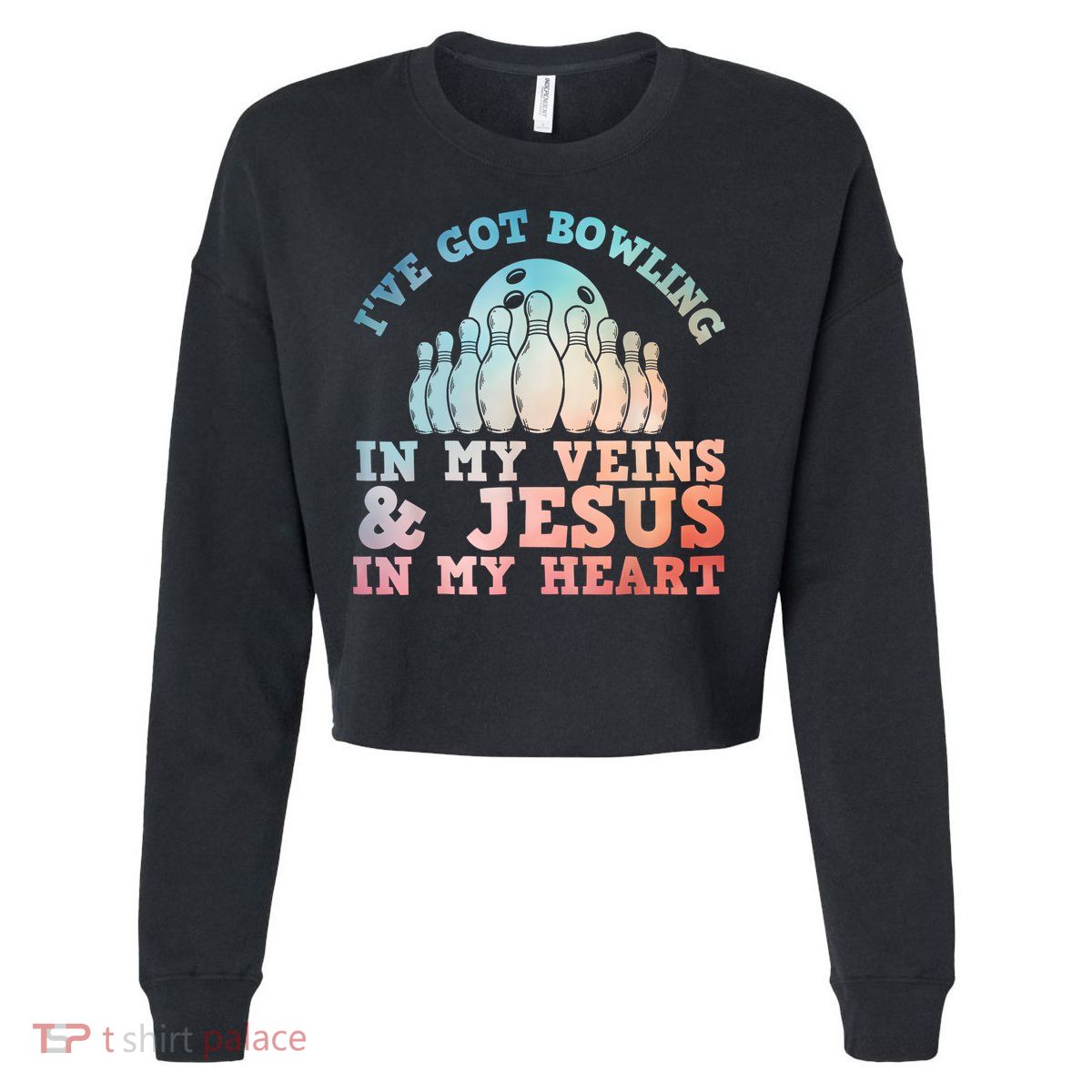 Best Bowling Design Jesus Christian Bowling Cropped Pullover Crew