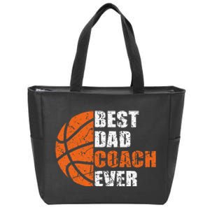 Best Basketball Dad Coach Ever Fathers Day Retro Bball Coach Zip Tote Bag