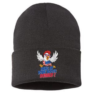 Bye Bye Donald Funny Political Chicken Design Premium Sustainable Knit Beanie