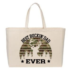 Best Buckin Dad Ever Deer Hunting Fathers Day Manley Cotton Canvas Jumbo Tote