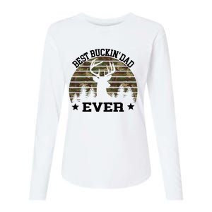 Best Buckin Dad Ever Deer Hunting Fathers Day Manley Womens Cotton Relaxed Long Sleeve T-Shirt