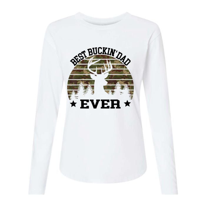 Best Buckin Dad Ever Deer Hunting Fathers Day Manley Womens Cotton Relaxed Long Sleeve T-Shirt