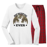 Best Buckin Dad Ever Deer Hunting Fathers Day Manley Women's Long Sleeve Flannel Pajama Set 