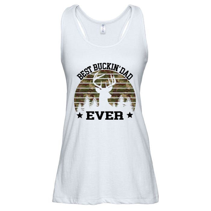 Best Buckin Dad Ever Deer Hunting Fathers Day Manley Ladies Essential Flowy Tank