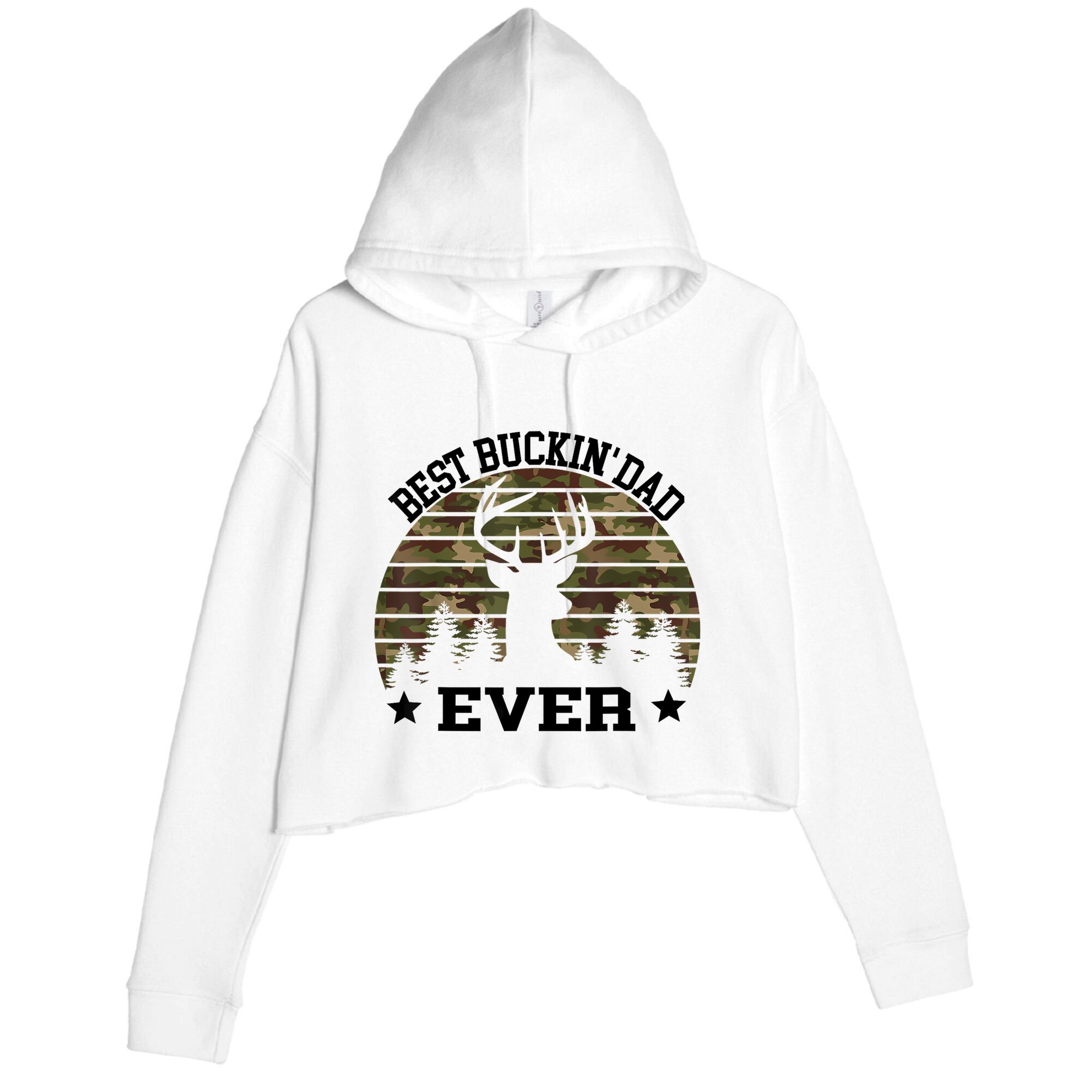 Best Buckin Dad Ever Deer Hunting Fathers Day Manley Crop Fleece Hoodie