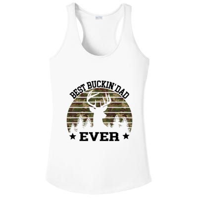 Best Buckin Dad Ever Deer Hunting Fathers Day Manley Ladies PosiCharge Competitor Racerback Tank