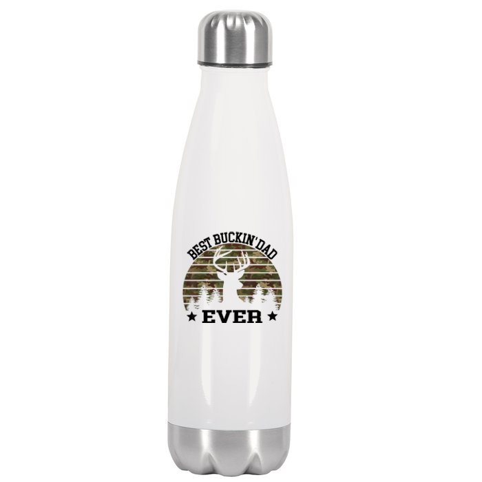 Best Buckin Dad Ever Deer Hunting Fathers Day Manley Stainless Steel Insulated Water Bottle