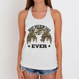 Best Buckin Dad Ever Deer Hunting Fathers Day Manley Women's Knotted Racerback Tank