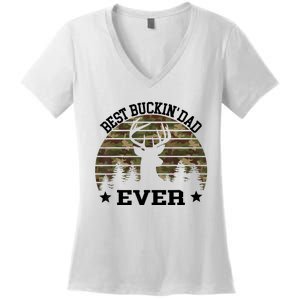 Best Buckin Dad Ever Deer Hunting Fathers Day Manley Women's V-Neck T-Shirt