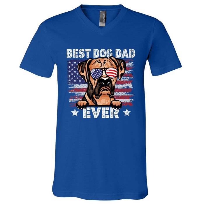 Best Boxer Dad Ever American Flag Fathers Day Meaningful Gift V-Neck T-Shirt