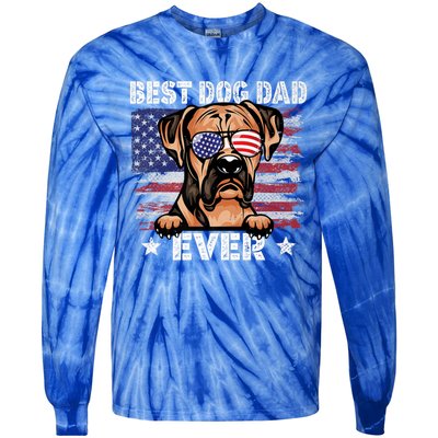 Best Boxer Dad Ever American Flag Fathers Day Meaningful Gift Tie-Dye Long Sleeve Shirt