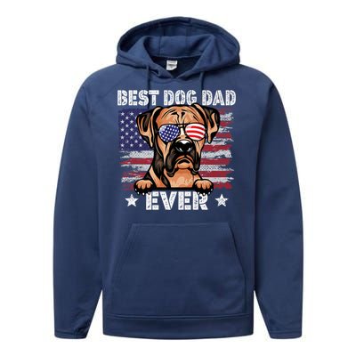 Best Boxer Dad Ever American Flag Fathers Day Meaningful Gift Performance Fleece Hoodie