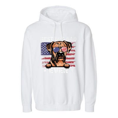 Best Boxer Dad Ever American Flag Fathers Day Meaningful Gift Garment-Dyed Fleece Hoodie